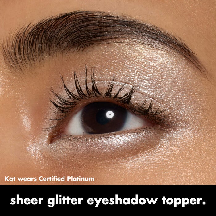 Woman Wearing Certified Platinum Fine As Fleck Eyeshadow