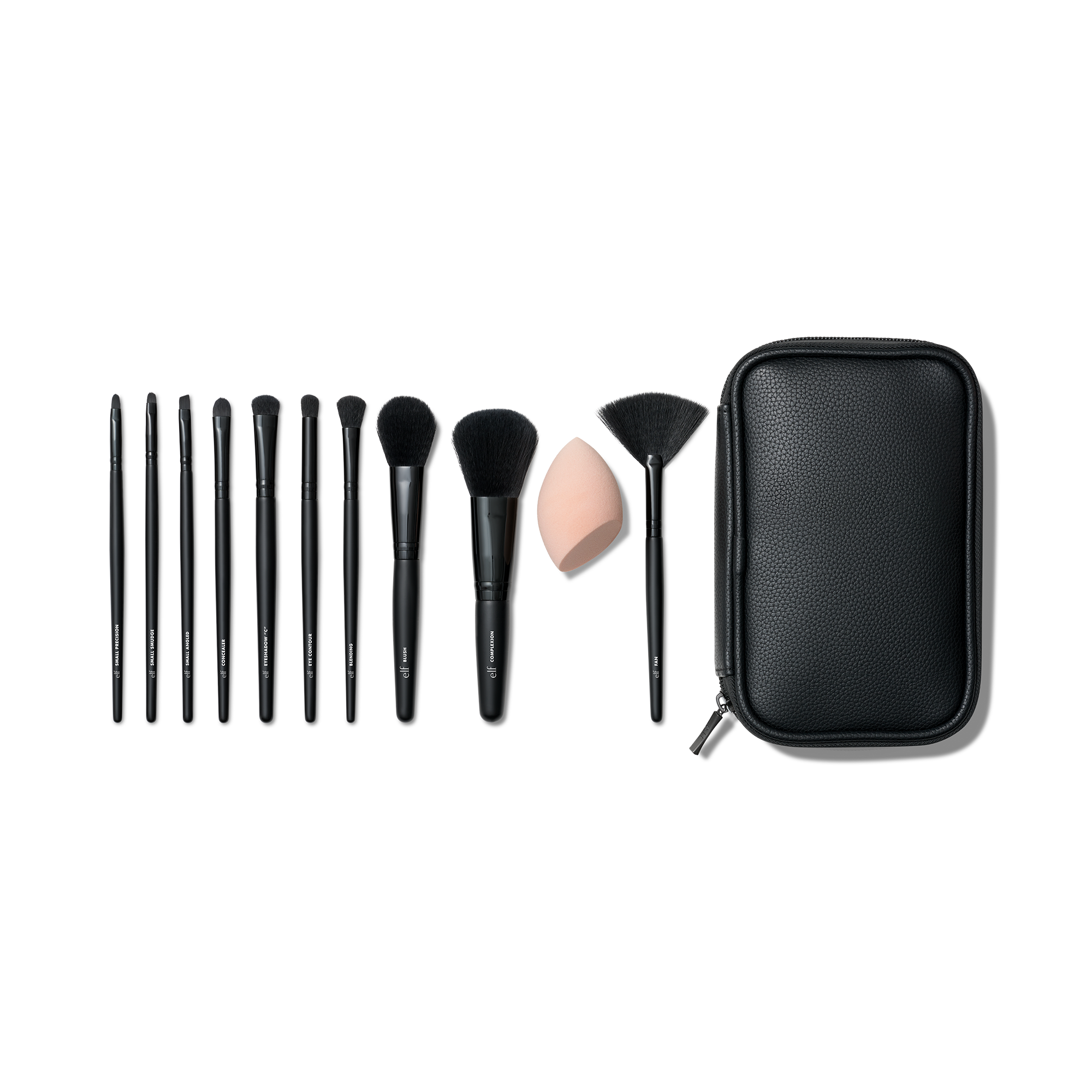 Full Face & Eye Makeup Brush Set w/ Travel Case | e.l.f.