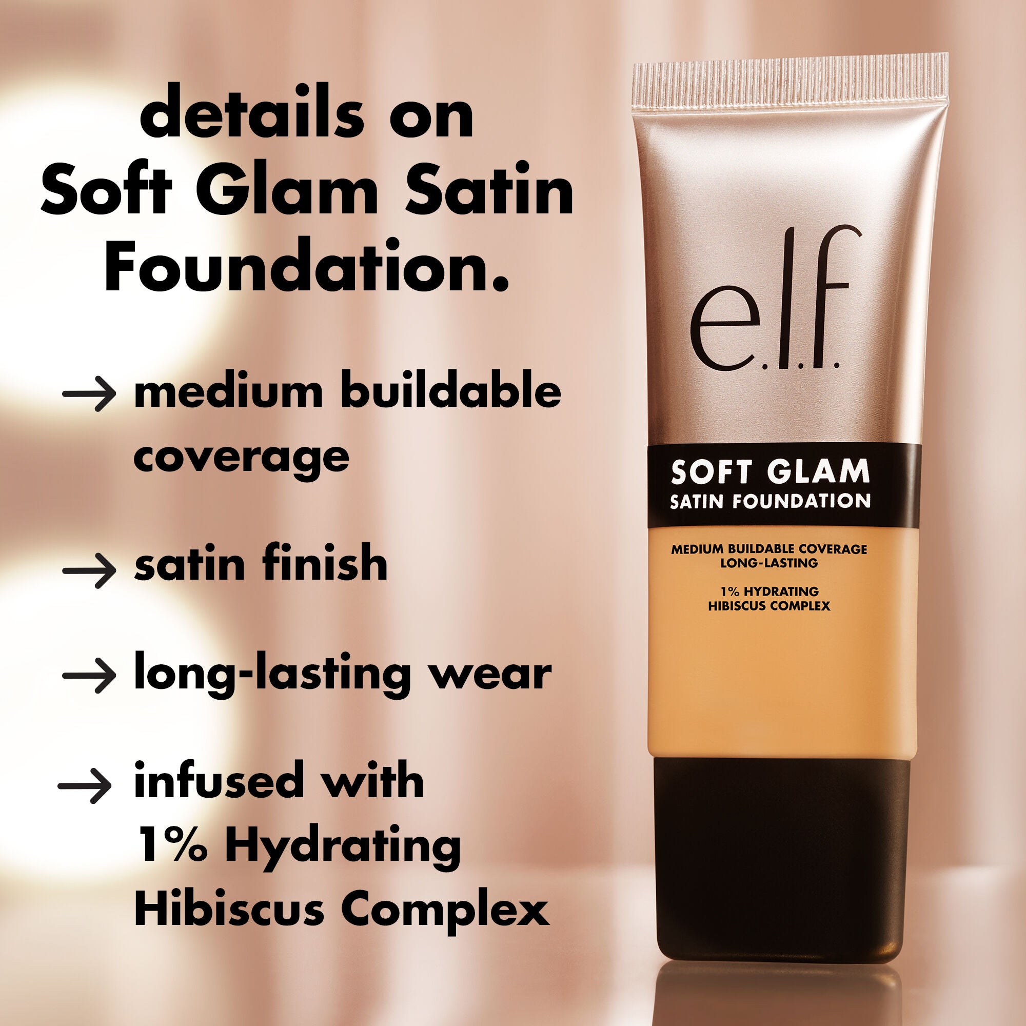 Soft Glam Satin Foundation, 62 Rich Warm - rich with warm undertones