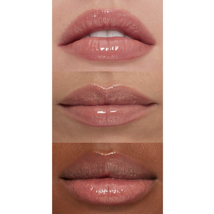 Rosy Beige Lip Plumping Gloss on Lips