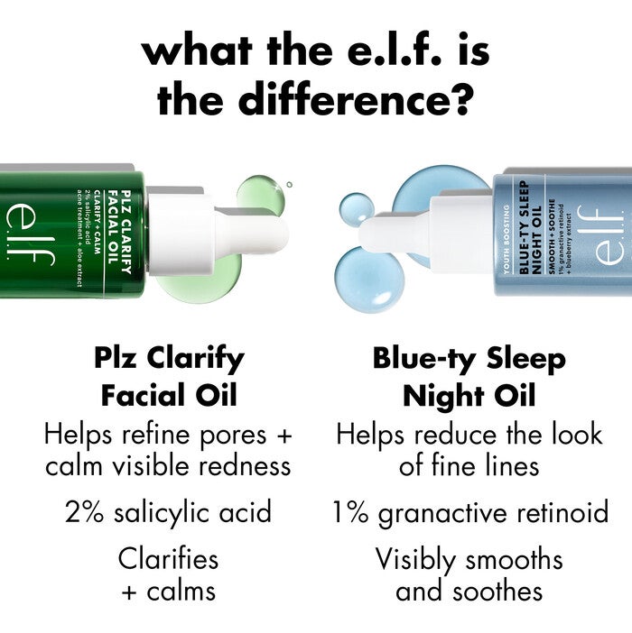 Comparison of PLZ Clarify Facial Oil vs Blue-ty Sleep Oil