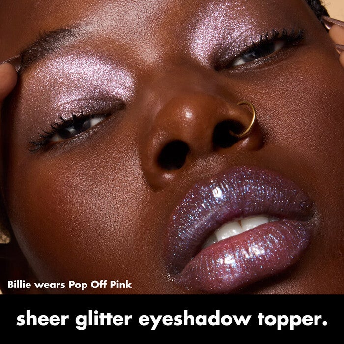 Model Wearing Pop Off Pink Sparkle Eyeshadow
