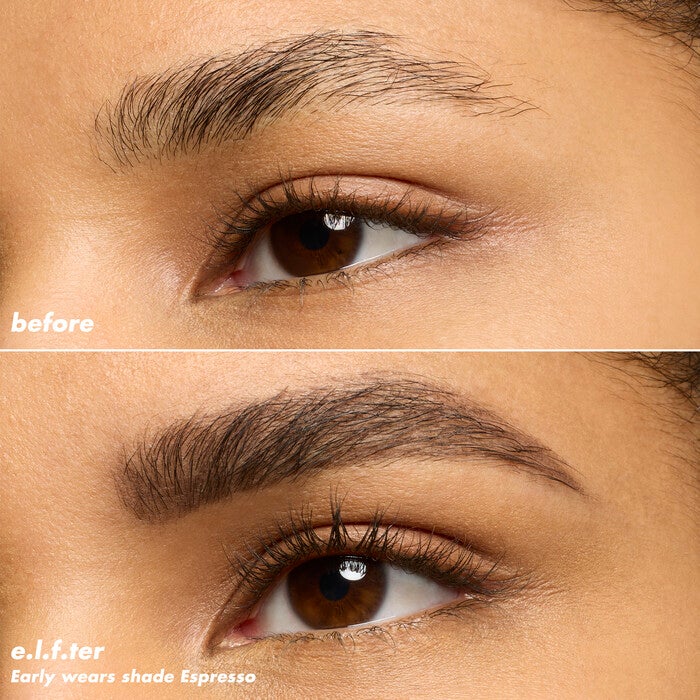 Eyebrows Before and After Applyig Micro-Fine Espresso Brow Pencil
