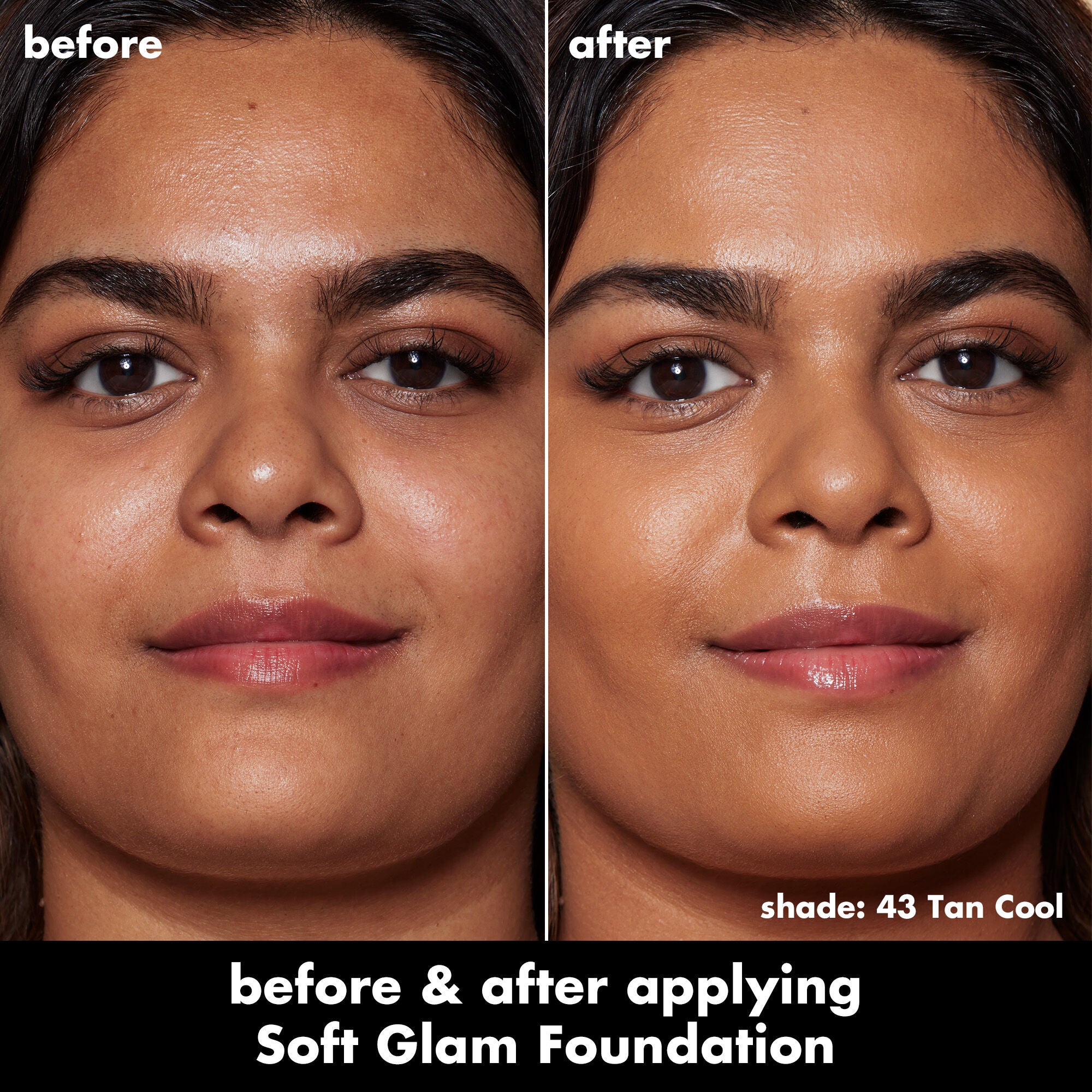 Soft Glam Satin Foundation, 43 Tan Cool - tan with cool undertones