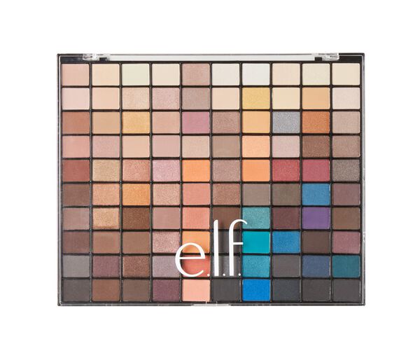 Never run out of combinations with this 100-color palette. Bold, natural, minimal, trendy, glam, this palette has all the colors you need to create the perfect look for any occasion. e.l.f. Cosmetics 100 Color Eyeshadow Palette. e.l.f. Cosmetics 100 Color Eyeshadow Palette. All e.l.f. products are Vegan and Cruelty Free