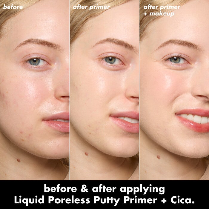 Before and After using Liquid Poreless Putty Primer + Cica