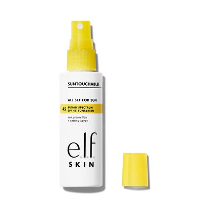Broad-spectrum SPF 45 sunscreen clear makeup setting spray