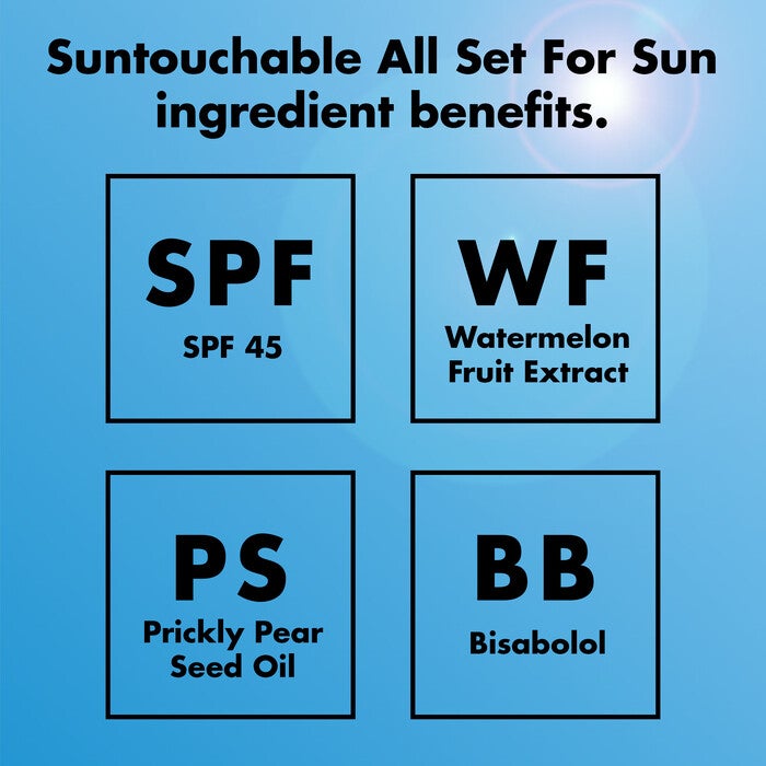 Ingredients: SPF 45, Watermelon Fruit Extract, Prickly Pear Seed Oil, Bisabolol