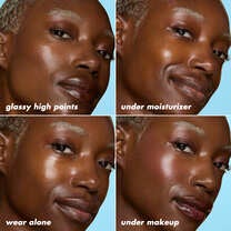 Skin before and after applying Glas Slick Peptide Serum Stick