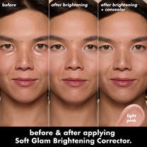 Before and After Applying Light Pink Brightening Corrector and Corrector and Concealer