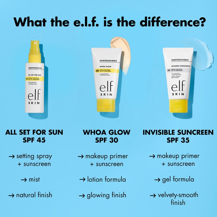 Suntouchable Sunscreen SPF Comparison Chart