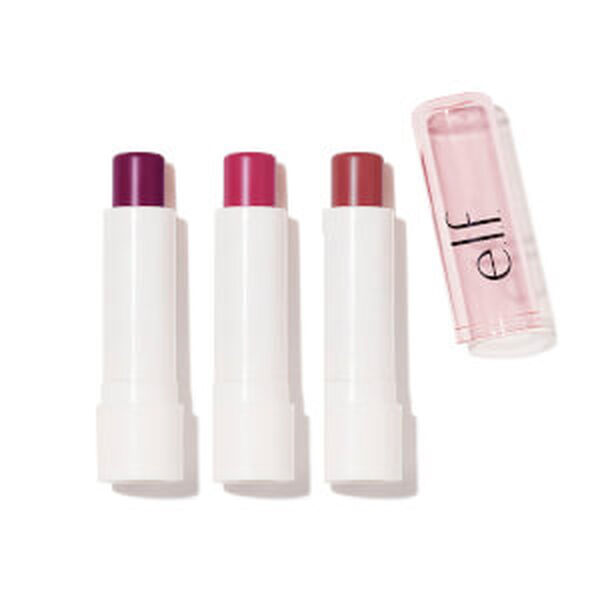 Beautifully tinted lip balms to help nourish, protect, and moisturize your pout. Included:3 Lip Kiss Balms in Berry Sweet, Bare Kiss, and XO Red e.l.f. Cosmetics 3-Piece Lip Kiss Balm Set. e.l.f. Cosmetics 3-Piece Lip Kiss Balm Set. All e.l.f. products are Vegan and Cruelty Free