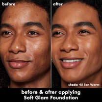 Soft Glam Satin Foundation, 45 Tan Warm - tan with warm undertones