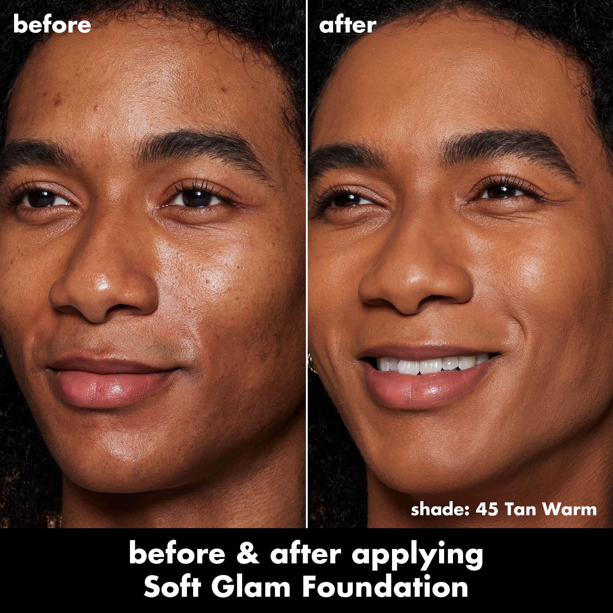 Soft Glam Satin Foundation, 45 Tan Warm - tan with warm undertones