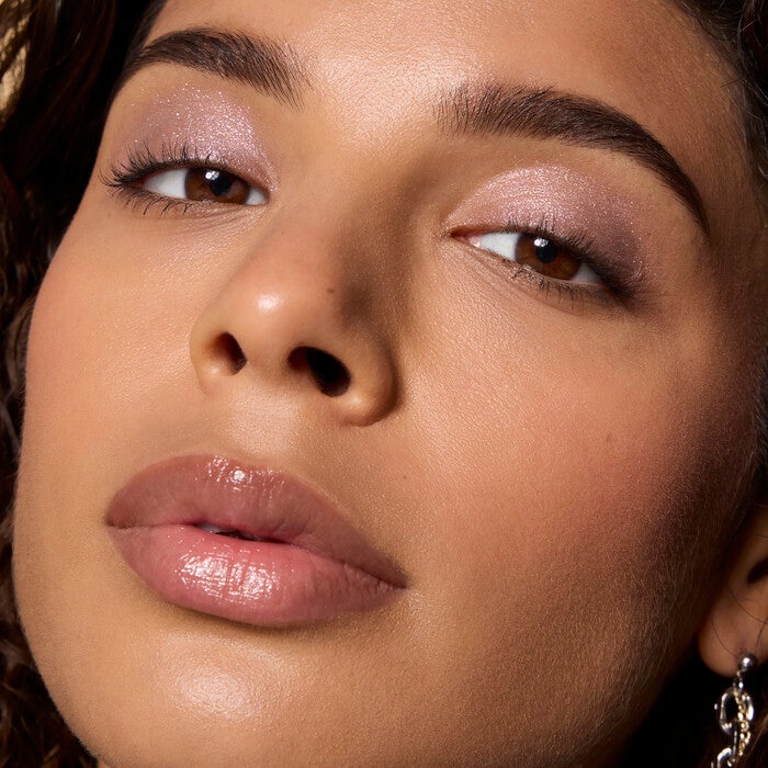 Model Wearing Pop Off Pink Glitter Eyeshadow