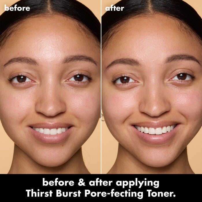 Before and After Using Thirst Burst Pore-fecting Exfoliating Toner