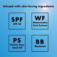 Ingredients: SPF 45, Watermelon Fruit Extract, Prickly Pear Seed Oil, Bisabolol