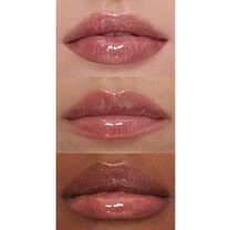 Rich Brown Shimmer Lip Plumping Gloss on Lips