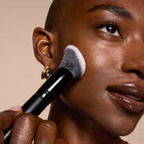 Model Using the Angled Liquid Foundation Brush from e.l.f.