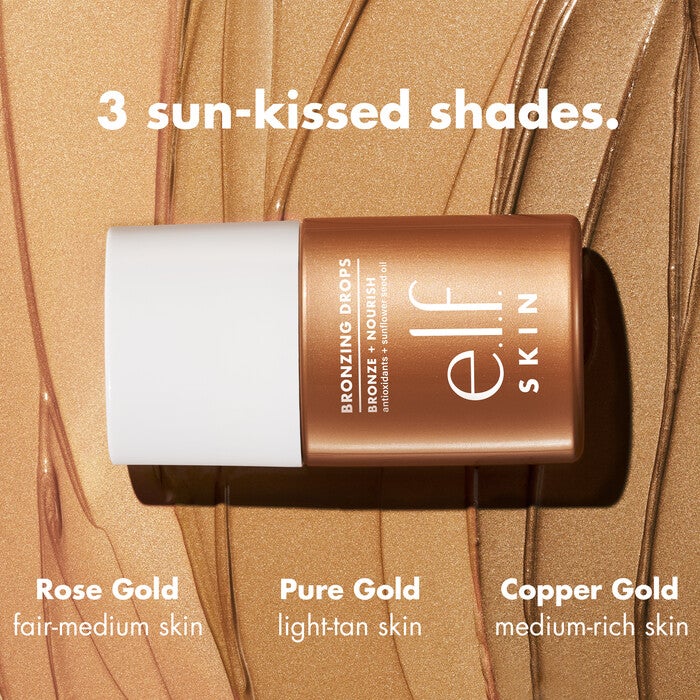 Bronzing Drops, 2 - Pure Gold with Yellow Gold Shimmer - Light to Tan Skin Tones