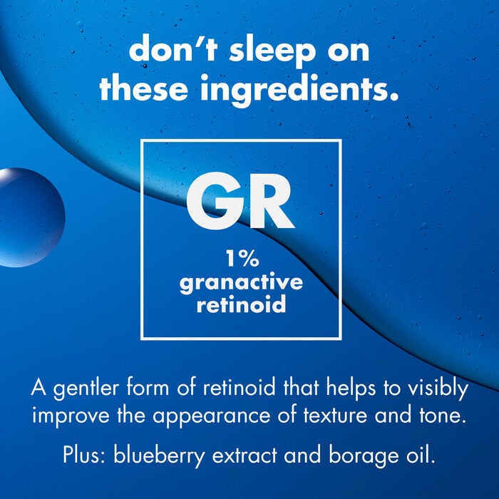 Blue-ty Night Face Oil Ingredients: 1% Granactive Retinoid, Blueberry Extract and Borage Oil