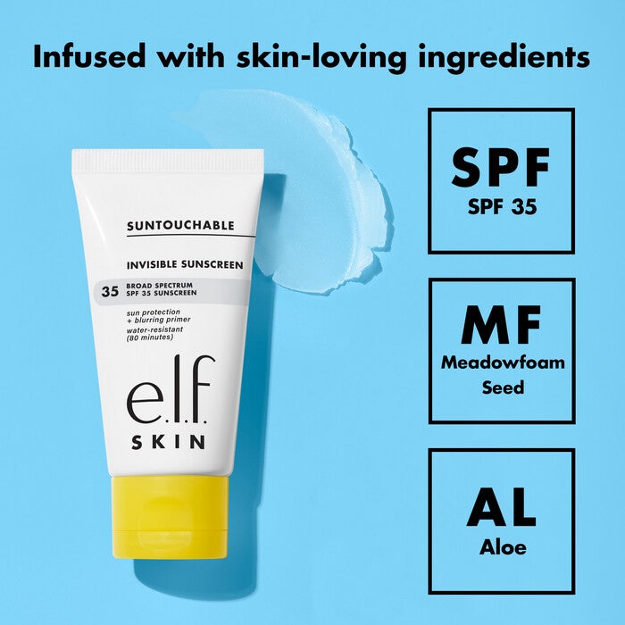 Suntouchable Clear Sunscreen and Primer Ingredient Chart