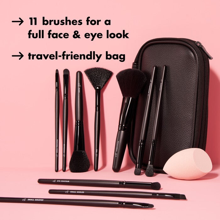 e.l.f.'s Professional Quality 11 Piece Makeup Brush Set with Travel Case