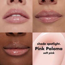 Soft Pink Lip Plumping Gloss on Lips