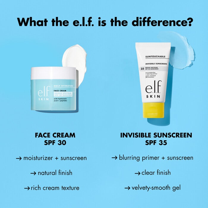  Elf SKIN Suntouchable Invisible SPF 35, Lightweight,  Gel-based Sunscreen For A Smooth Complexion, Doubles As A Makeup r, Vegan &  Cruelty-Free, Packaging May Vary