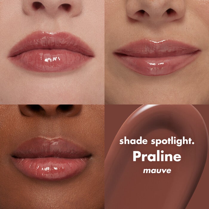 Praline Mauve Lip Plumping Gloss on Lips