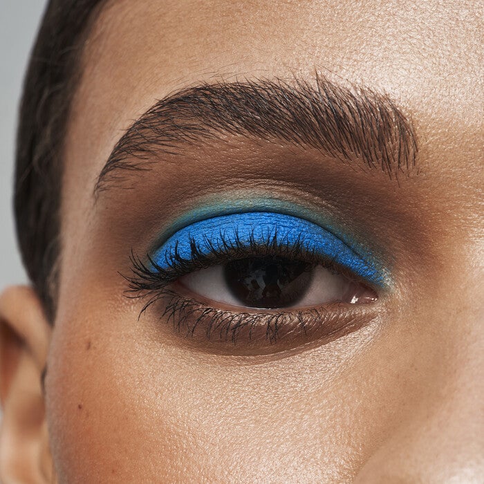 Model Wearing Blue Eyeshadow