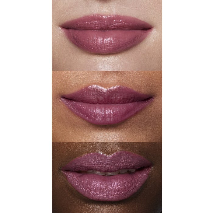  O-FACE Effortless Dusty Mauve Satin Lipstick on Lips