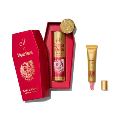 e.l.f. x Liquid Death Lip Embalm, e.l.f. Liquid Death Rest in Rest in Peach
