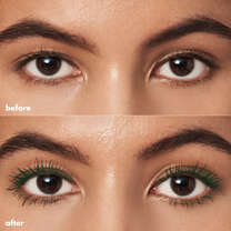 Before and After Applying Green Mascara