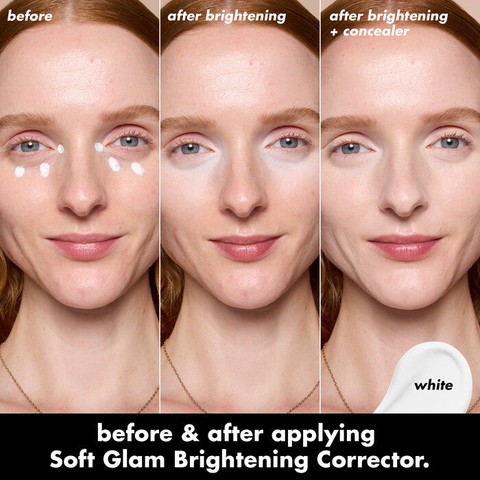 Before and After Applying White Brightening Corrector and Corrector and Concealer