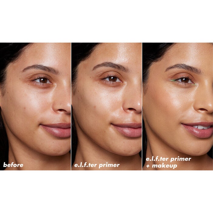 Before and After Applying elf Mint Melt Primer