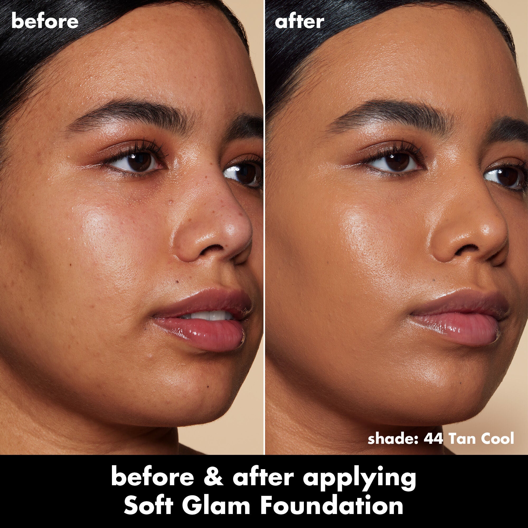 Soft Glam Satin Foundation, 44 Tan Cool - tan with cool undertones