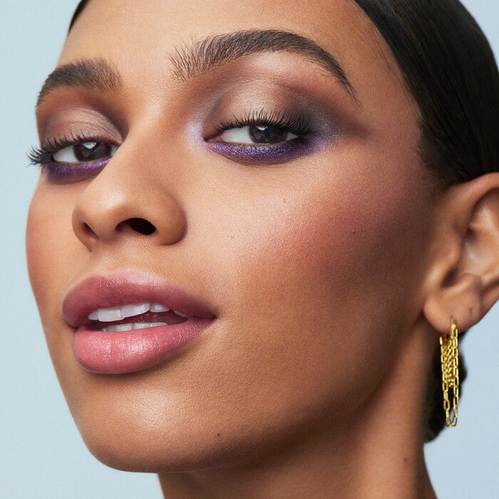 Blue and Purple Metallic Eyeshadow Look