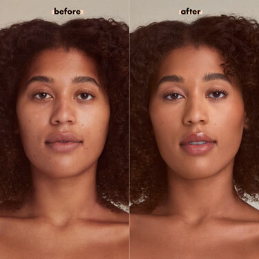 Before and after of woman with foundation