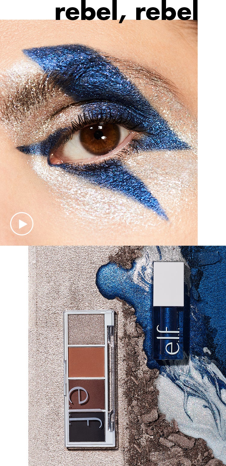 rebel, rebel - collage of makeup look and products used