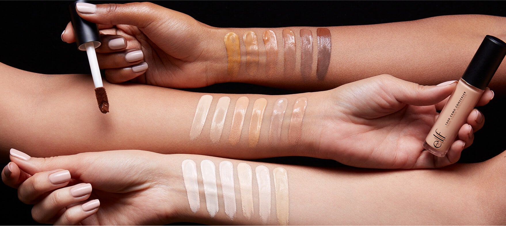Camo Concealer shades shown on model arms