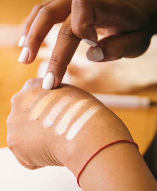 product being swatched on back of hand